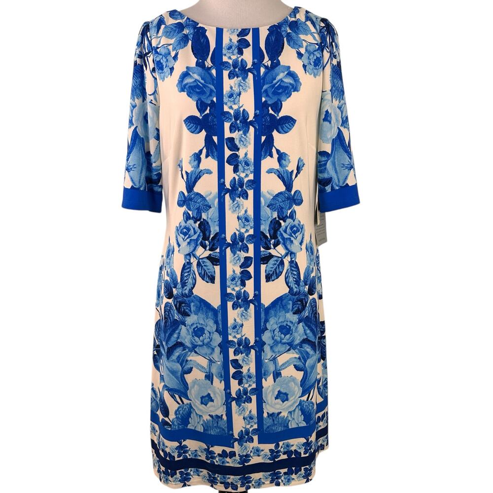 Eliza J Blue Border Print Sheath Dress New with tags Size 6